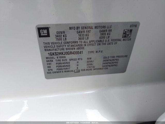 2016 GMC YUKON XL 1GKS2HKJ0GR439541 Photo 8
