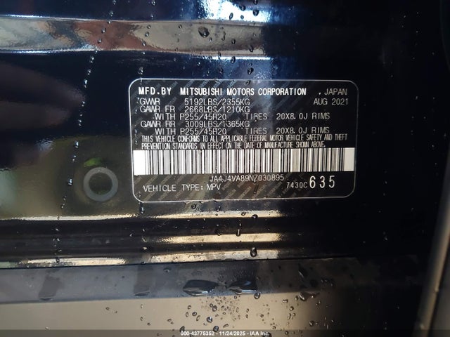 2022 MITSUBISHI OUTLANDER JA4J4VA89NZ030895 Photo 8