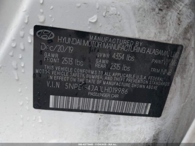 2020 HYUNDAI SONATA 5NPEG4JA1LH019986 Photo 8