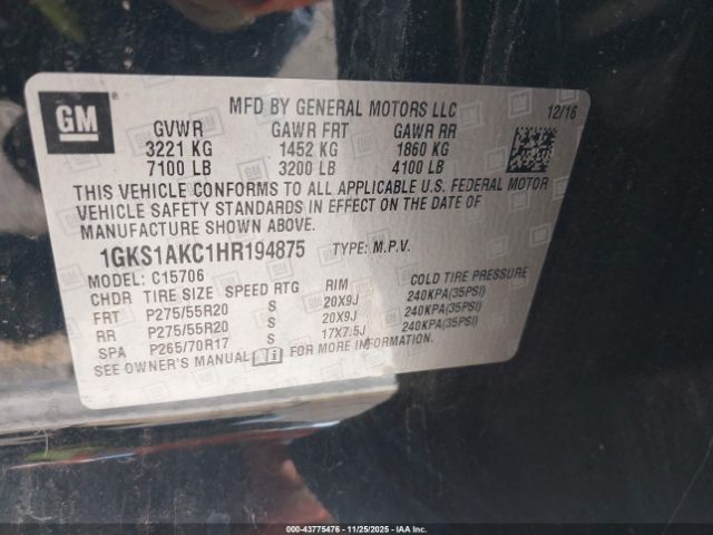 2017 GMC YUKON 1GKS1AKC1HR194875 Photo 8