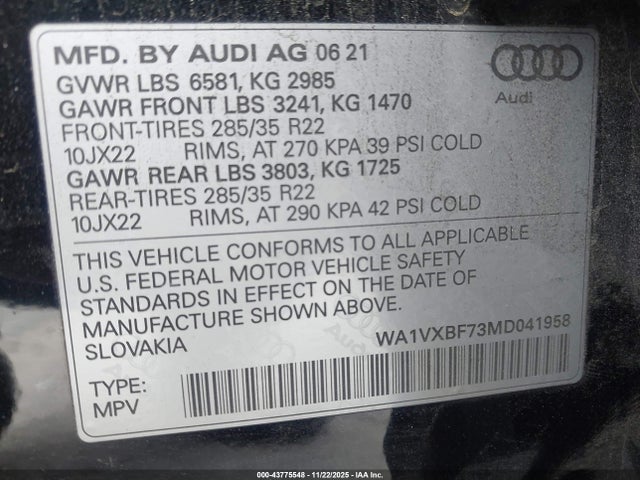 2021 AUDI Q7 WA1VXBF73MD041958 Photo 8