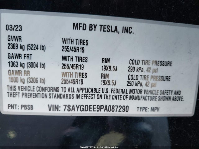 2023 TESLA MODEL Y 7SAYGDEE9PA087290 Photo 8