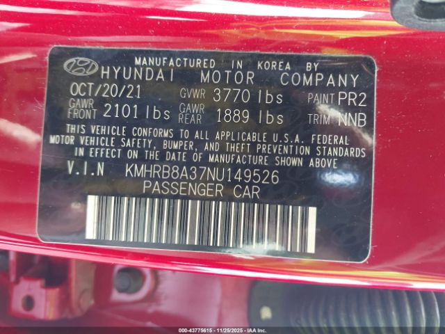 2022 HYUNDAI VENUE KMHRB8A37NU149526 Photo 8