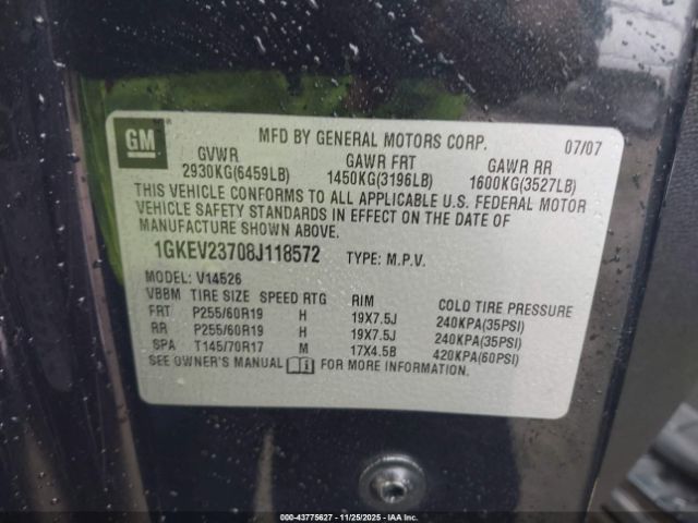 2008 GMC ACADIA 1GKEV23708J118572 Photo 8