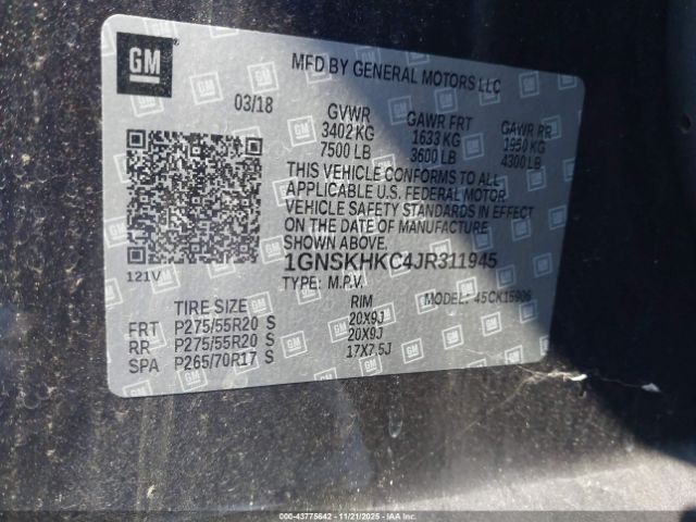 2018 CHEVROLET SUBURBAN 1GNSKHKC4JR311945 Photo 8