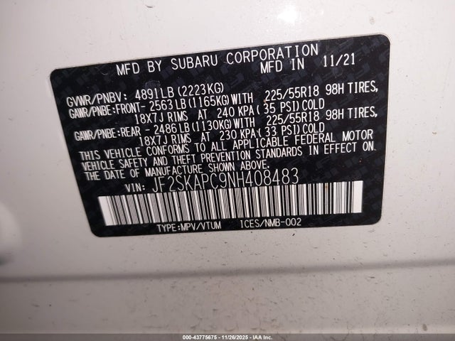 2022 SUBARU FORESTER JF2SKAPC9NH408483 Photo 8