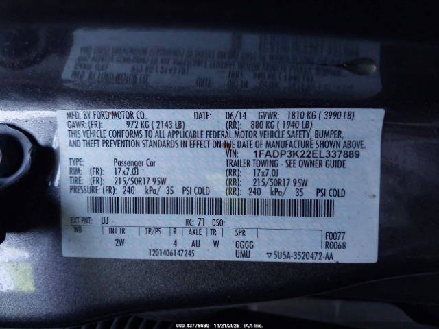 2014 FORD FOCUS 1FADP3K22EL337889 Photo 8