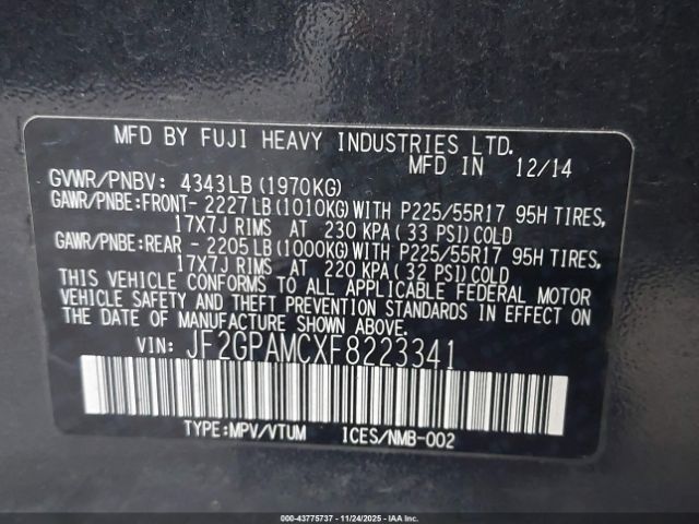 2015 SUBARU XV CROSSTREK JF2GPAMCXF8223341 Photo 8