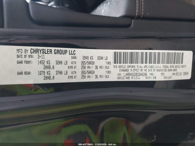 2011 JEEP GRAND CHEROKEE 1J4RR4GG2BC646286 Photo 8