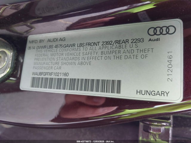 2015 AUDI A3 WAUBFGFFXF1021160 Photo 8