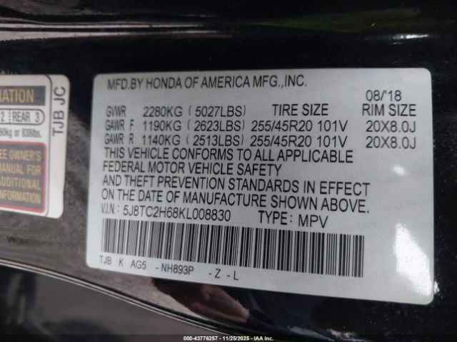 2019 ACURA RDX 5J8TC2H68KL008830 Photo 8