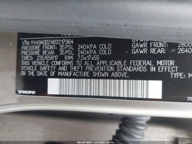 2011 VOLVO XC60 YV4940DZ4B2217964 Photo 8