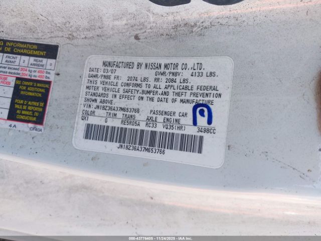 2007 NISSAN 350Z JN1BZ36A37M653766 Photo 8