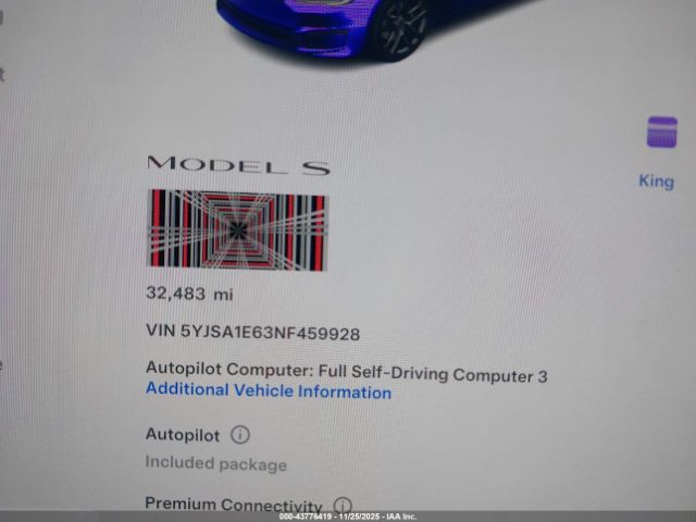 2022 TESLA MODEL S 5YJSA1E63NF459928 Photo 6