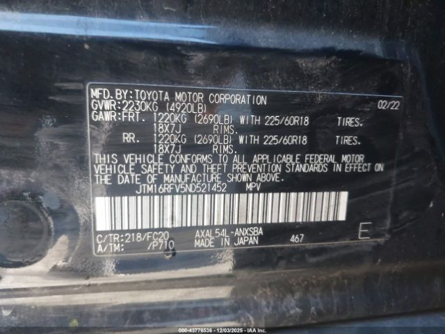2022 TOYOTA RAV4 HYBRID JTM16RFV5ND521452 Photo 8