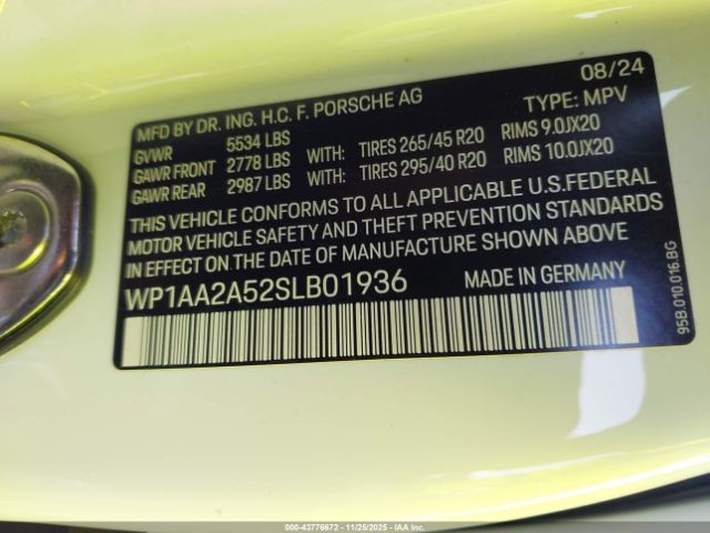 2025 PORSCHE MACAN WP1AA2A52SLB01936 Photo 8