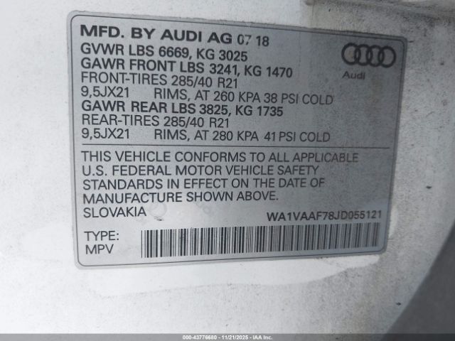 2018 AUDI Q7 WA1VAAF78JD055121 Photo 8