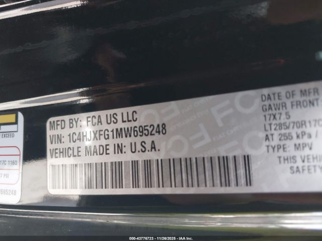 2021 JEEP WRANGLER UNLIMITED 1C4HJXFG1MW695248 Photo 8