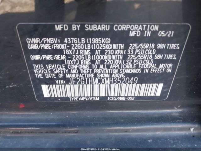 2021 SUBARU CROSSTREK JF2GTHMCXMH352049 Photo 8