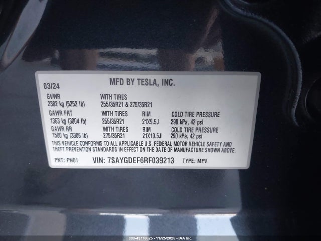 2024 TESLA MODEL Y 7SAYGDEF6RF039213 Photo 8