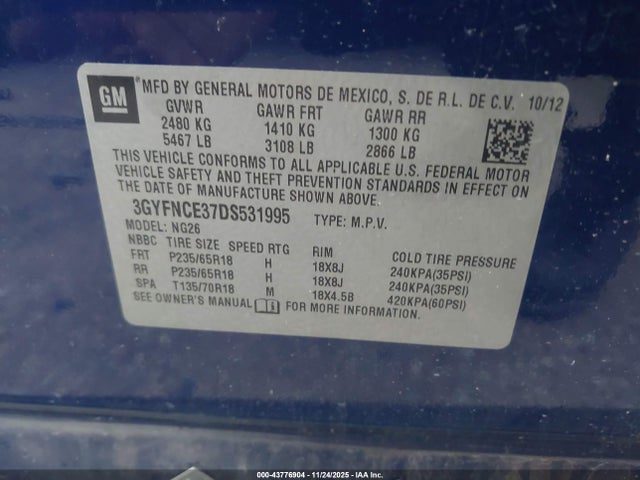 2013 CADILLAC SRX 3GYFNCE37DS531995 Photo 8