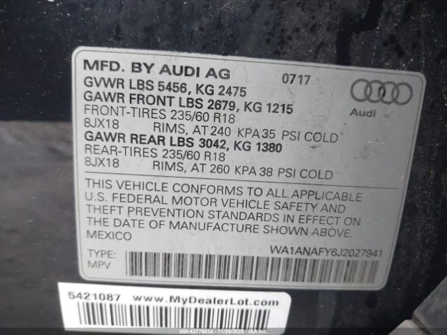 2018 AUDI Q5 WA1ANAFY6J2027941 Photo 8