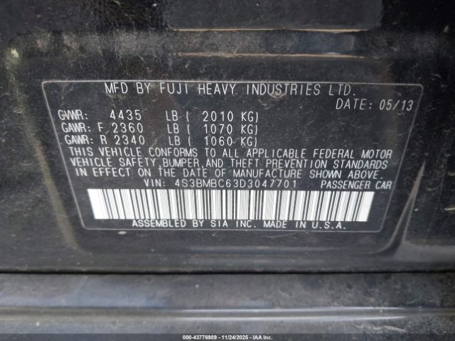 2013 SUBARU LEGACY 4S3BMBC63D3047701 Photo 8