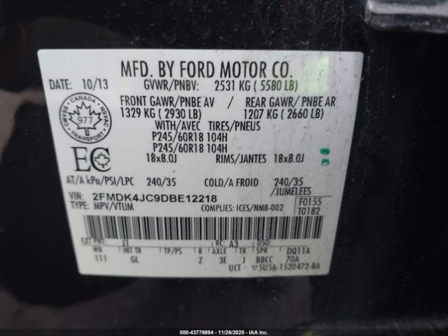 2013 FORD EDGE 2FMDK4JC9DBE12218 Photo 8