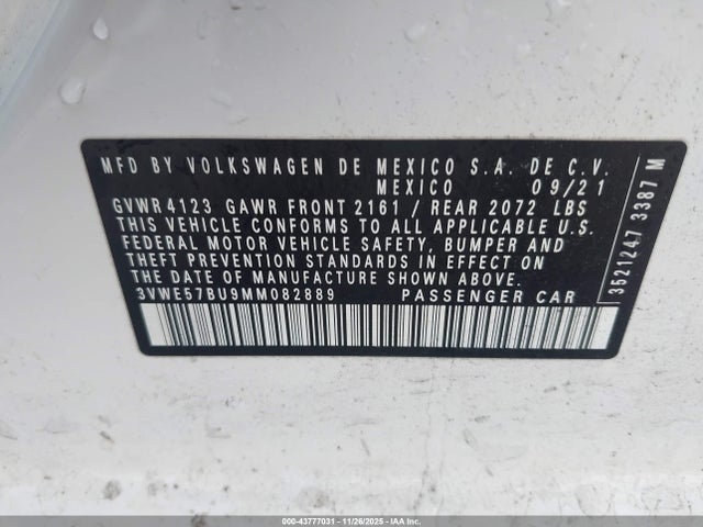 3VWE57BU9MM082889 Volkswagen Jetta 1.4t Sel