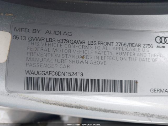 2013 AUDI A6 WAUGGAFC6DN152419 Photo 8