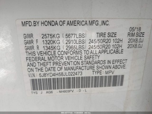 2018 ACURA MDX 5J8YD4H58JL022473 Photo 8