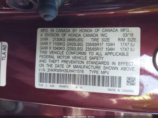 2018 HONDA CR-V 2HKRW5H39JH411516 Photo 8