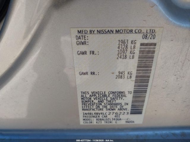 2020 NISSAN ALTIMA 1N4BL4BV4LC276223 Photo 8