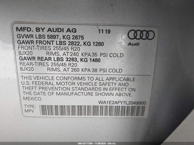 2020 AUDI Q5 WA1E2AFY7L2049900 Photo 8