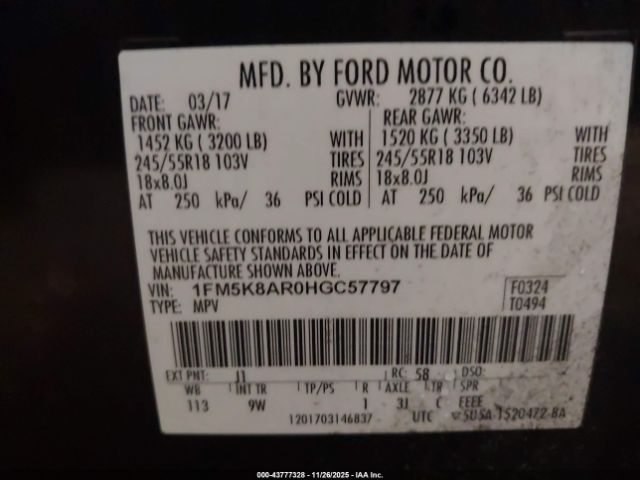 2017 FORD UTILITY POLICE INTERCEPTOR 1FM5K8AR0HGC57797 Photo 8