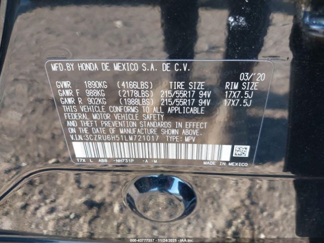 2020 HONDA HR-V 3CZRU6H51LM721017 Photo 8