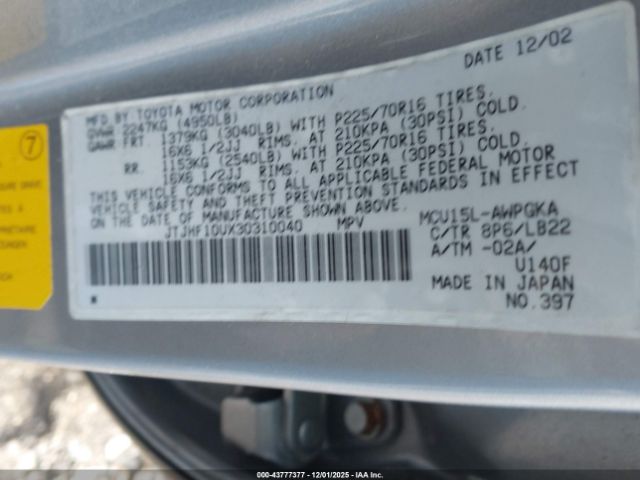 2003 LEXUS RX 300 JTJHF10UX30310040 Photo 8