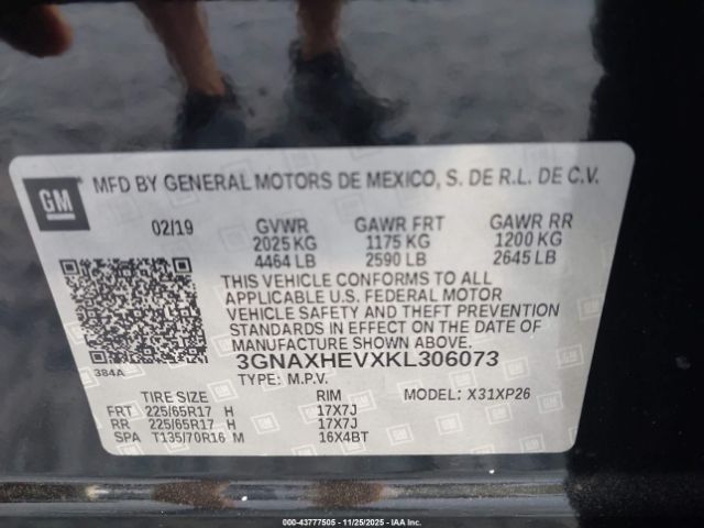 2019 CHEVROLET EQUINOX 3GNAXHEVXKL306073 Photo 8