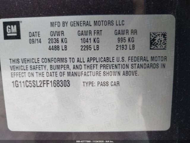 2015 CHEVROLET MALIBU 1G11C5SL2FF168303 Photo 8