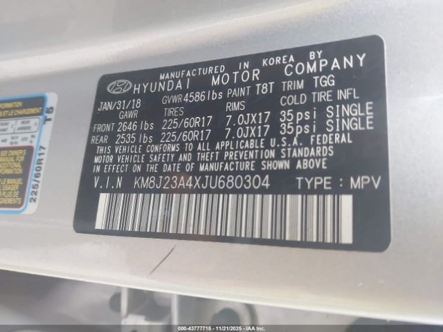 2018 HYUNDAI TUCSON KM8J23A4XJU680304 Photo 8