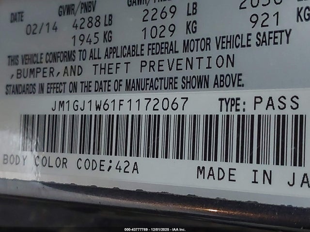 2015 MAZDA MAZDA6 JM1GJ1W61F1172067 Photo 8