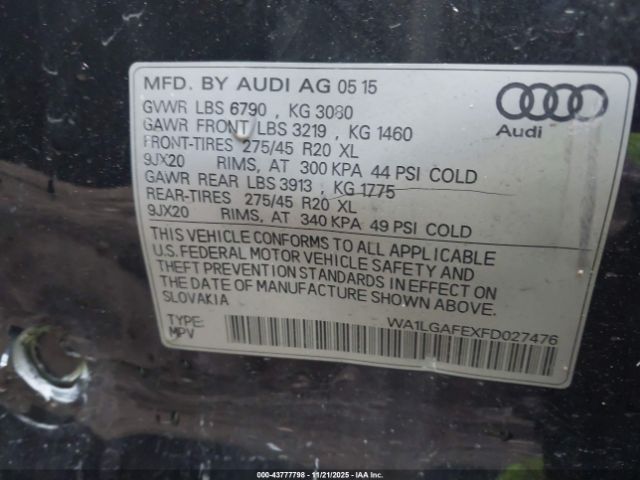 2015 AUDI Q7 WA1LGAFEXFD027476 Photo 8