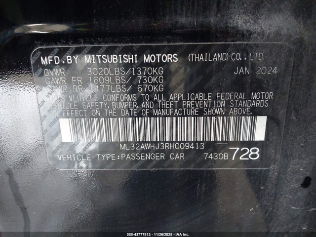 2024 MITSUBISHI MIRAGE ML32AWHJ3RH009413 Photo 8