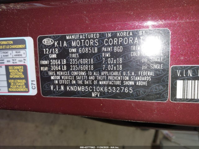 KIA Sedona 2019 KNDMB5C10K6532765 Image 24