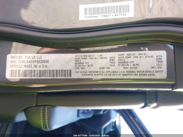 2024 JEEP GRAND CHEROKEE L 1C4RJKAG6R8533898 Photo 8