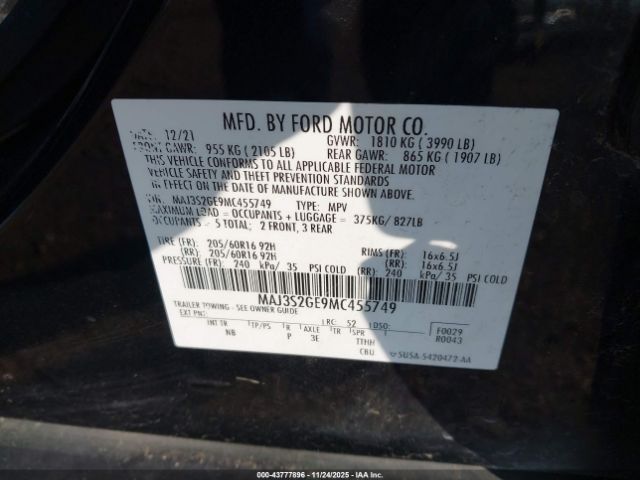 2021 FORD ECOSPORT MAJ3S2GE9MC455749 Photo 8