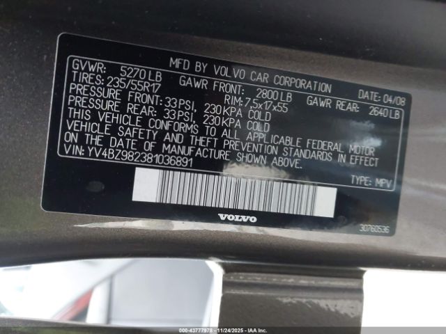 2008 VOLVO XC70 YV4BZ982381036891 Photo 8