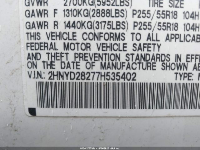2007 ACURA MDX 2HNYD28277H535402 Photo 8