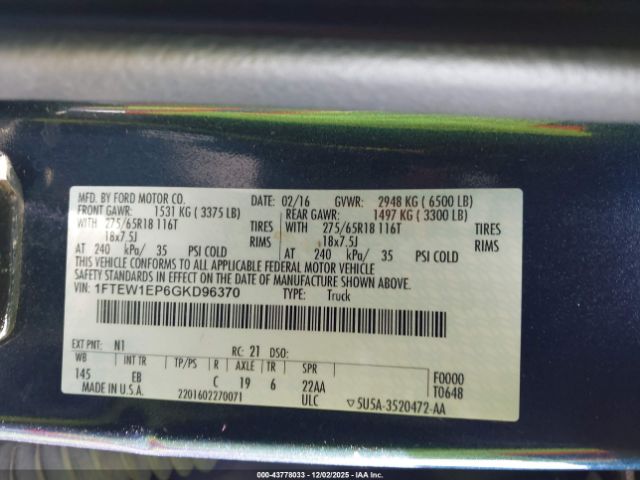 2016 FORD F-150 1FTEW1EP6GKD96370 Photo 8