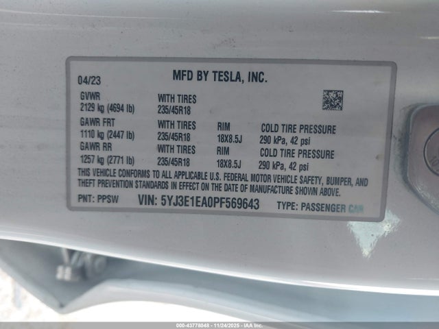 2023 TESLA MODEL 3 5YJ3E1EA0PF569643 Photo 8